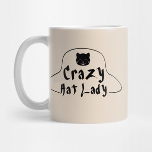 Crazy Hat Lady Text with Cute Cat - Black Mug